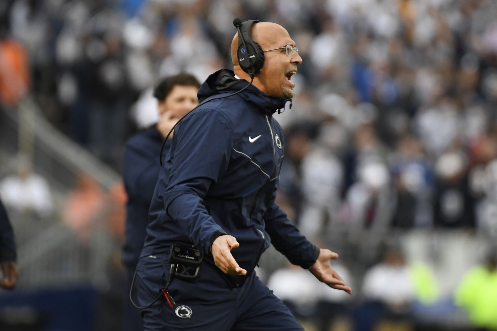 Penn State coach James Franklin reacts to a call during his team's loss to Illinois