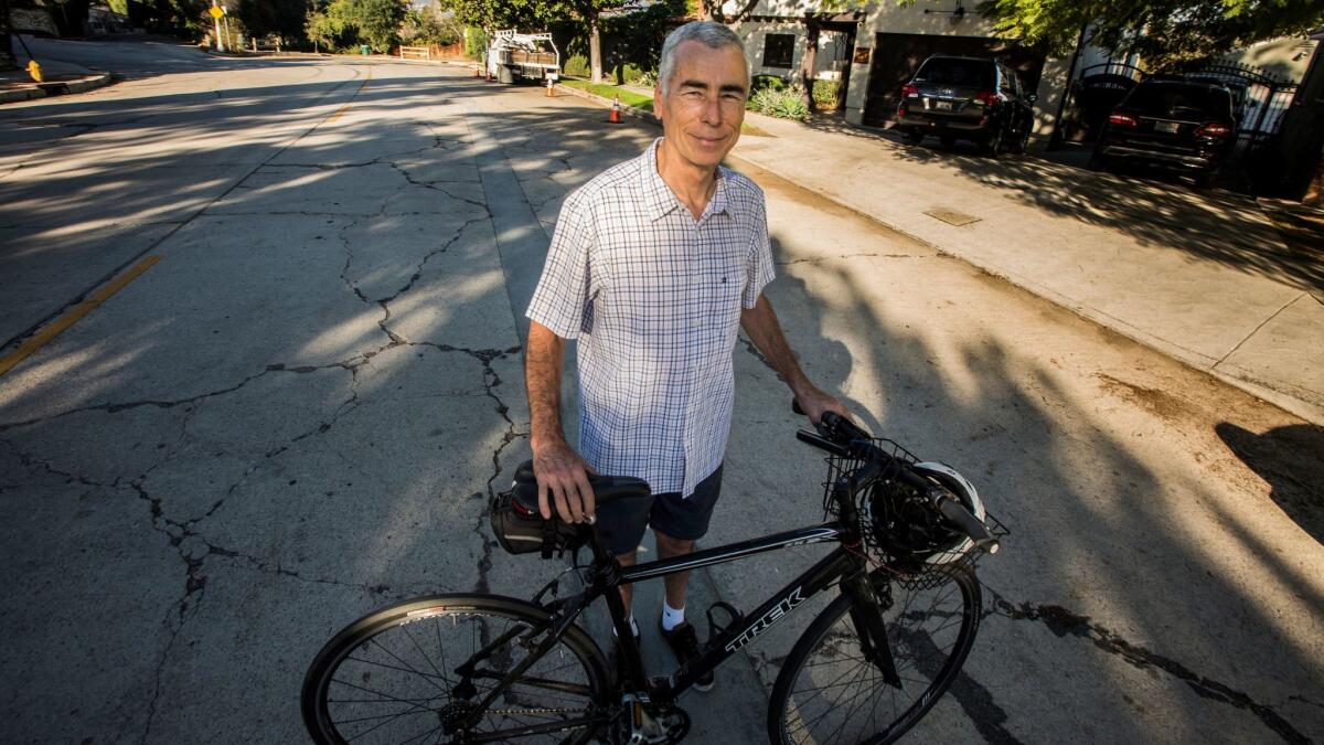 Patrick Pascal broke his wrist and cracked his pelvis when he was thrown from his bike on Griffith Park Boulevard in 2015. The city paid him $200,000 last year to settle the suit.