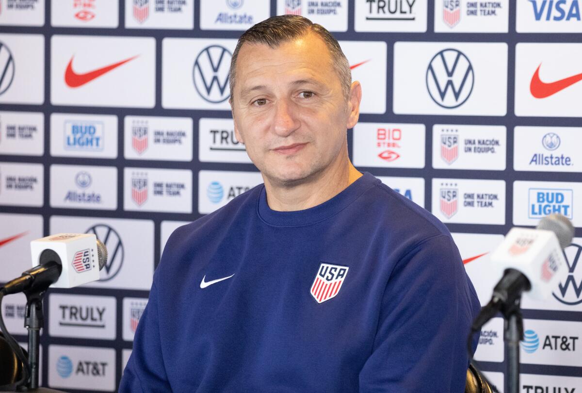 USWNT coach Vlatko Andonovski during a press conference at Dignity Health Sports Park.