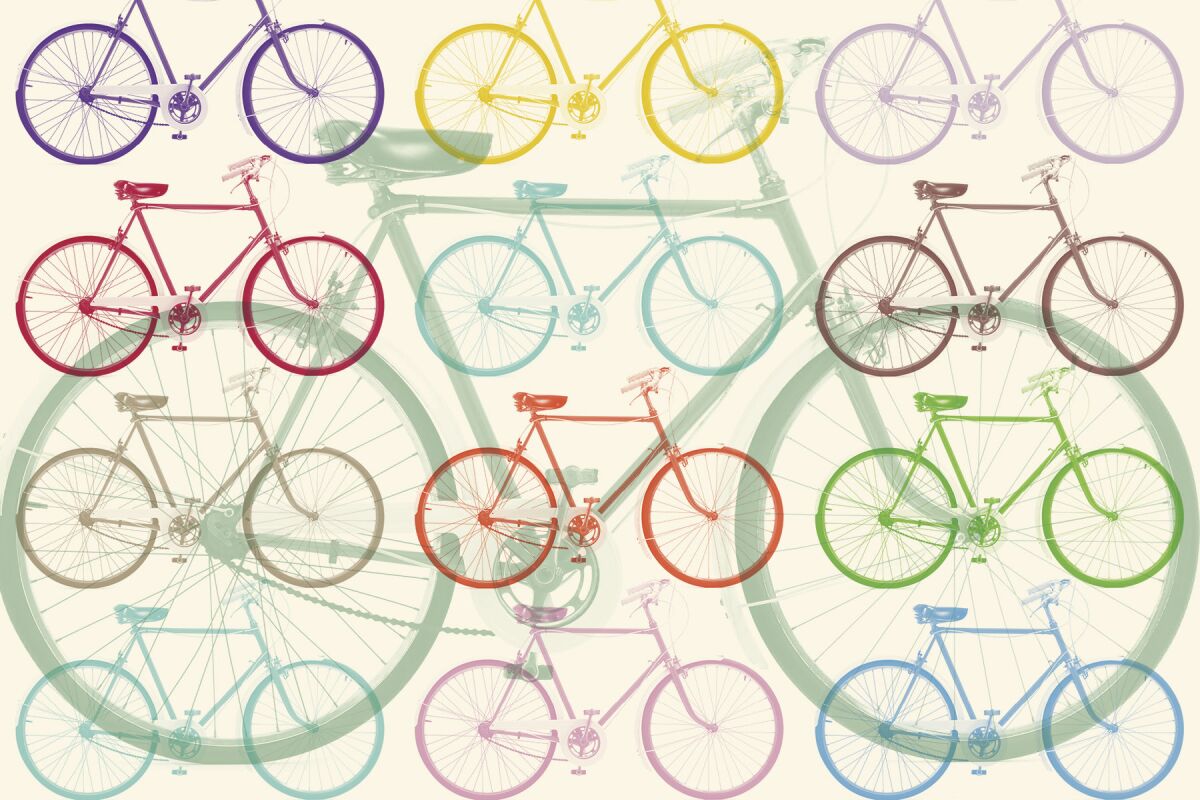 illustration of different colored bicycles