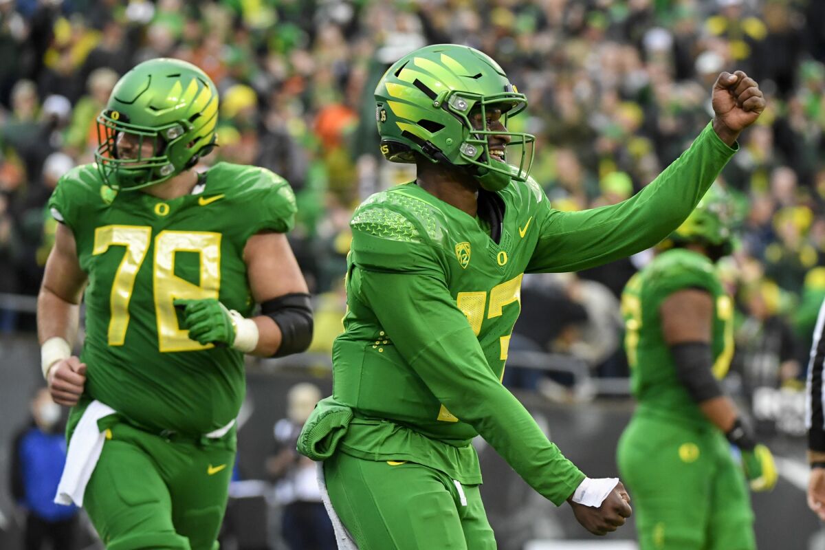 Quarterback Anthony Brown Jr. enjoyed a big game for the Ducks, who will face Utah in the Pac-12 title game.