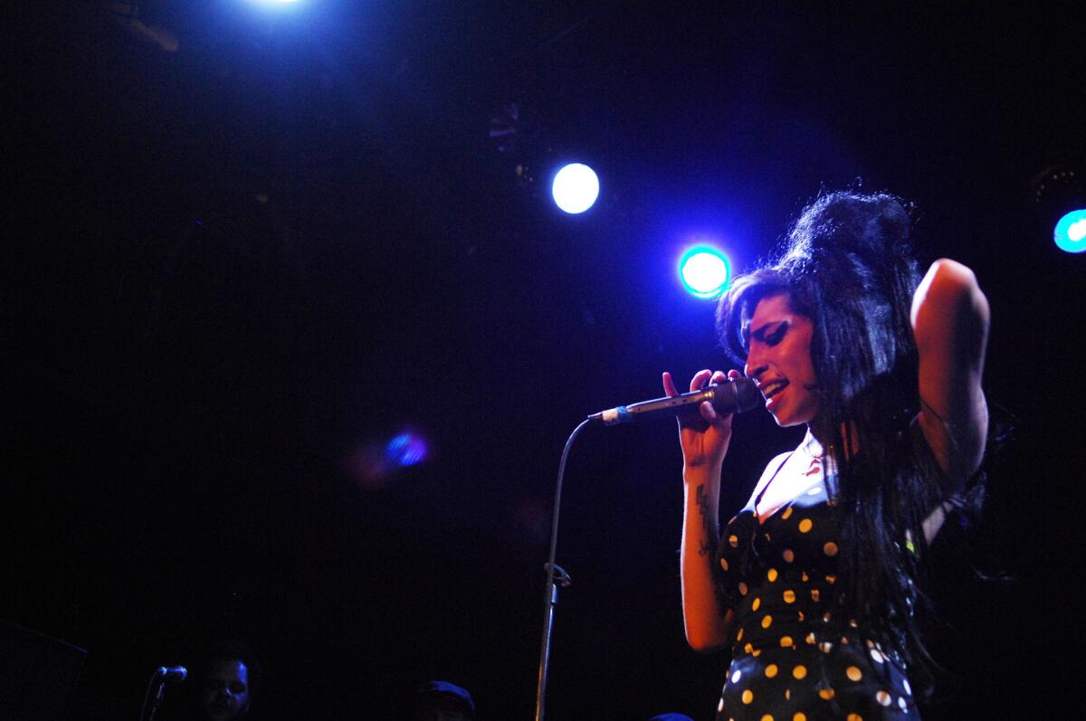 Amy Winehouse performs at the Bowery Ballroom in Manhattan in 2007.