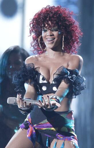 Rihanna performs at the 38th Annual American Music Awards.