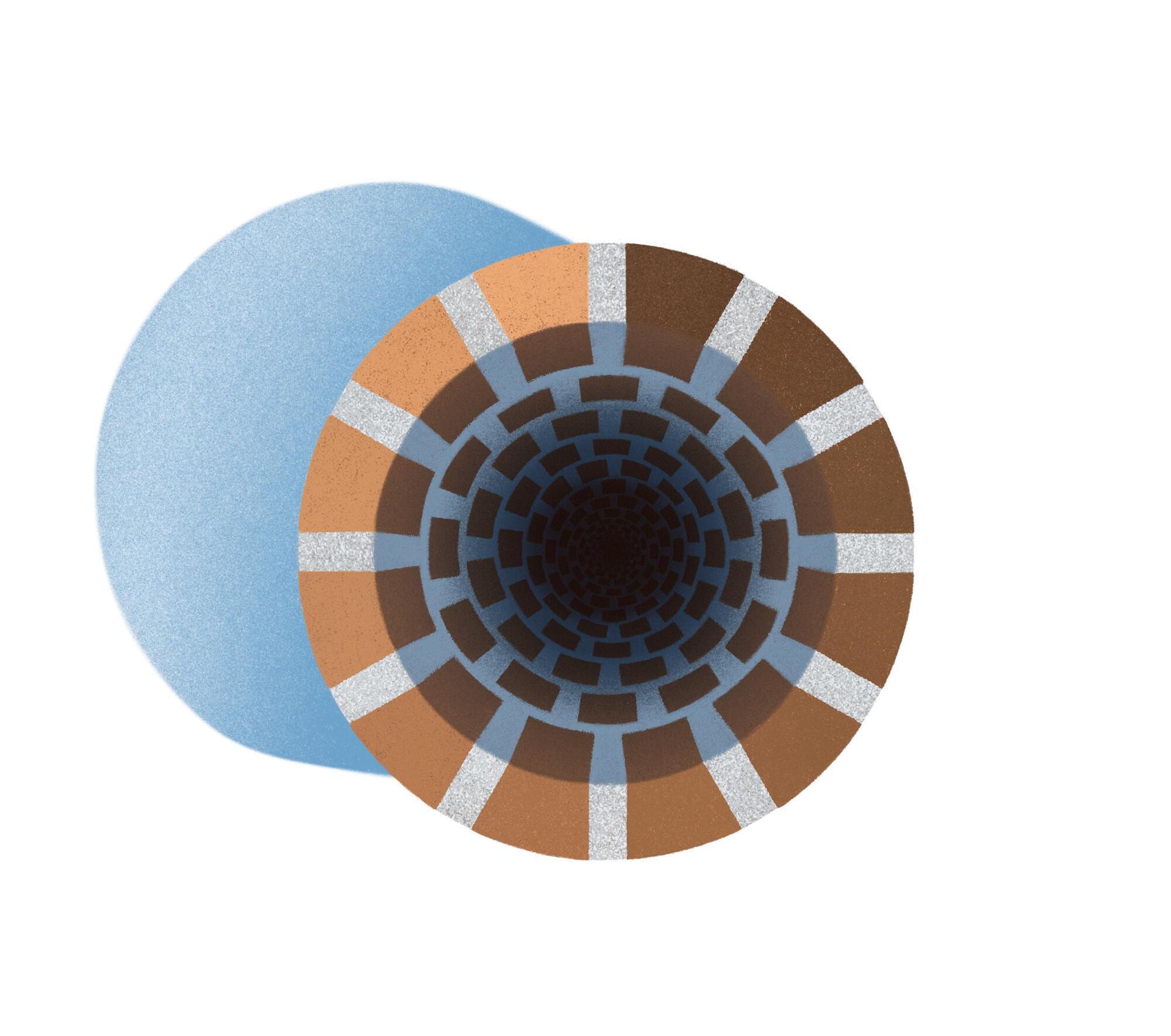 illustration of a well, view looking straight down to the bottom