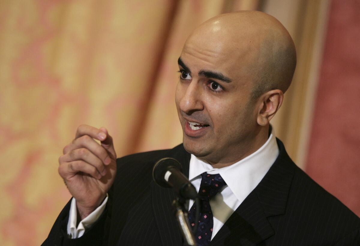 Neel Kashkari, Interim Assistant Treasury Secretary for Financial Stability, speaks about implementation of the Emergency Economic Stability Act during an event for the Institute of International Bankers, Monday, Oct. 13, 2008, in Washington. (AP Photo/Haraz N. Ghanbari)