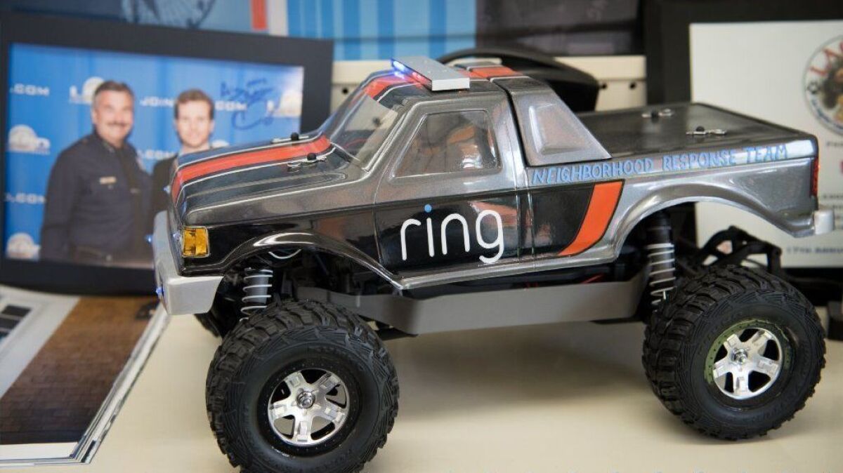 A remote-controlled toy car in the office of Jamie Siminoff. (Michael Owen Baker / For The Times)