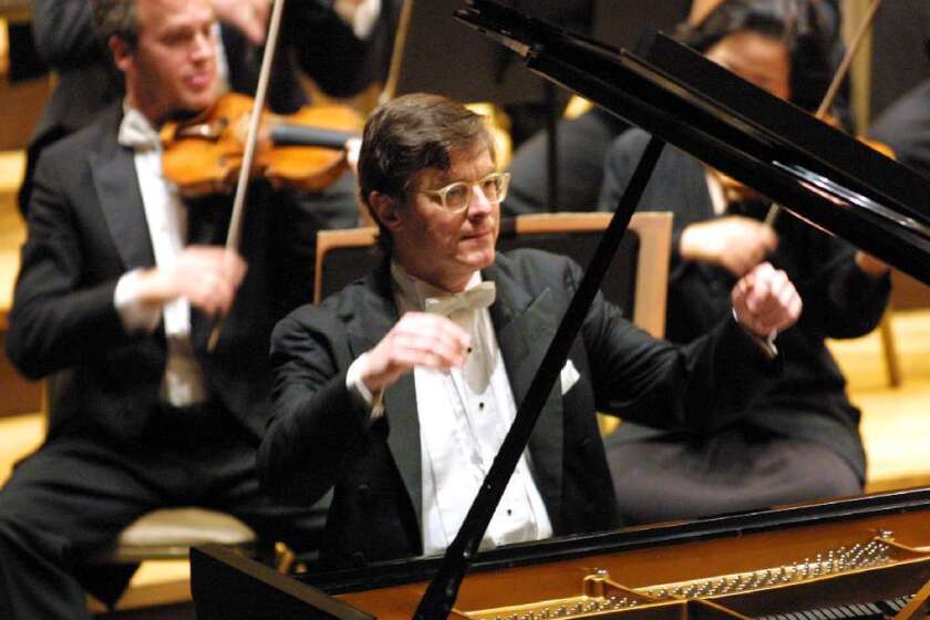 Pianist Peter Serkin performing with the Los Angeles Philharmonic at the Dorothy Chandler Pavilion in 2000.