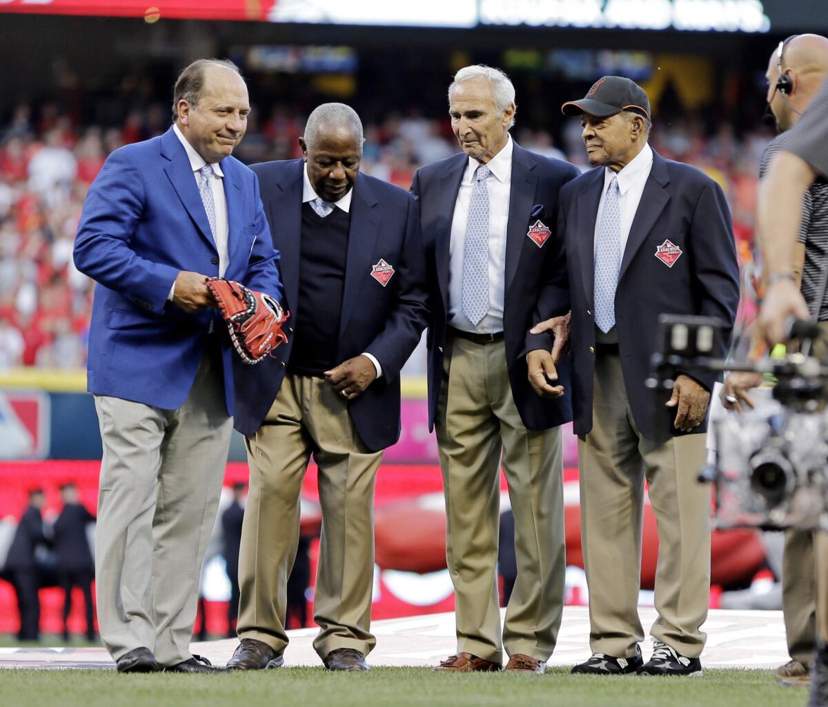 Johnny Bench, Hank Aaron, Sandy Koufax and Willie Mays.