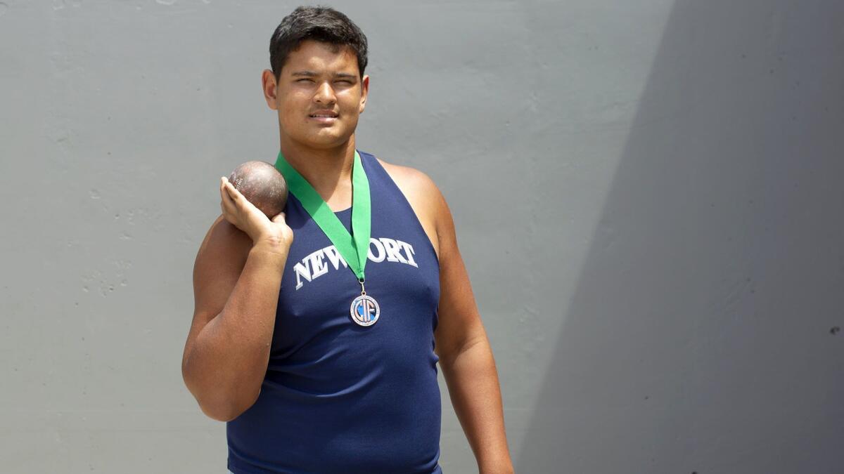 Aidan Elbettar medaled in his first trip to the CIF State track and field championships. The Newport Harbor High sophomore threw a lifetime best of 58 feet, 2¾ inches to place sixth in the boys’ shotput finals at Buchanan High in Clovis last Saturday.