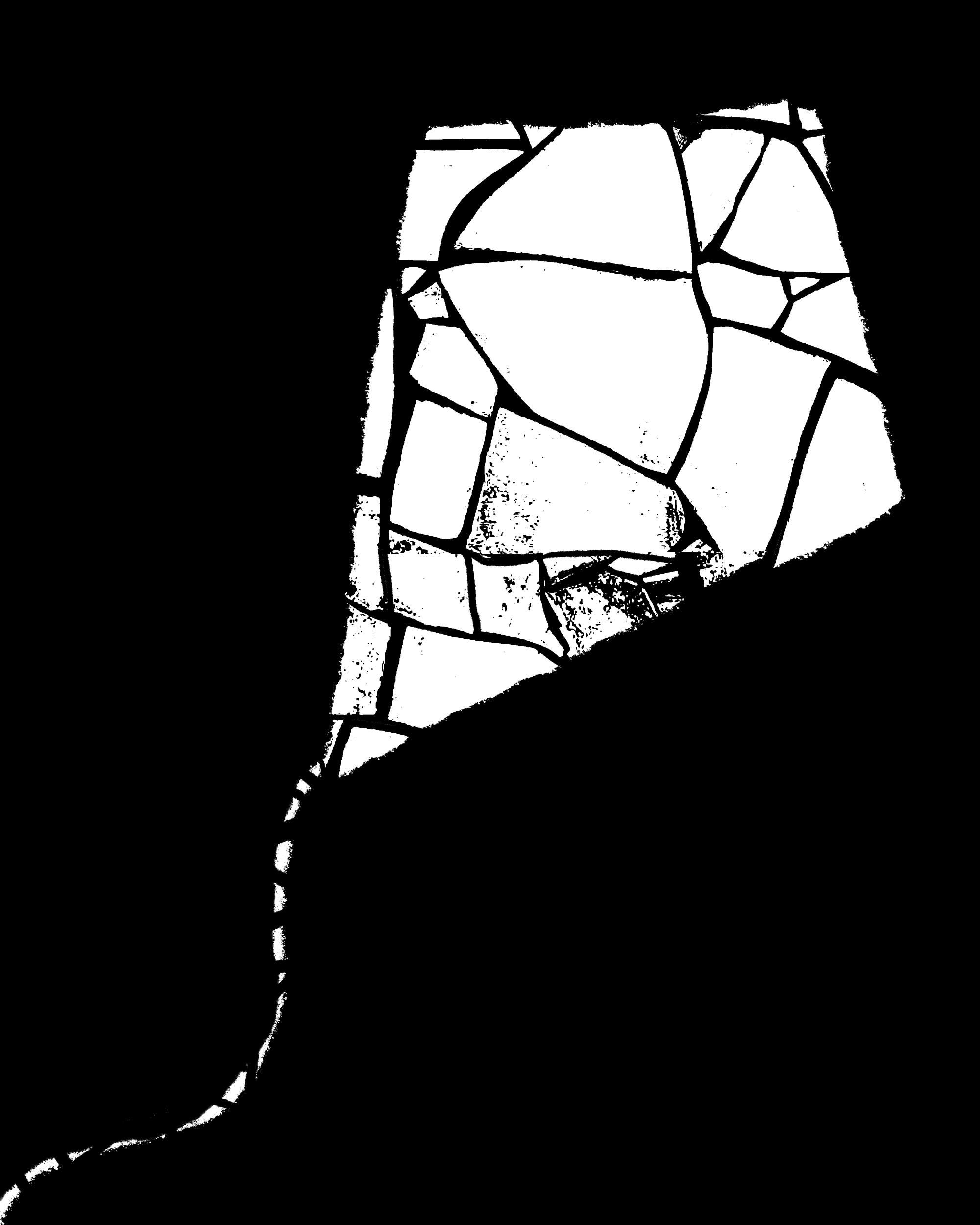 illustration d'un cerf-volant blanc sur fond noir dans une texture de décombres