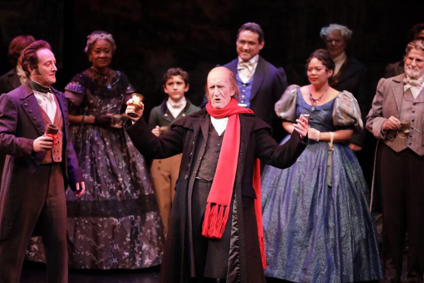 COSTA MESA, CA -- DECEMBER 24, 2019: After 40 years, Hal Landon Jr., who plays “Scrooge” in the South Coast Repertory’s “A Christmas Carol,” performed in his final show. (Myung J. Chun / Los Angeles Times)