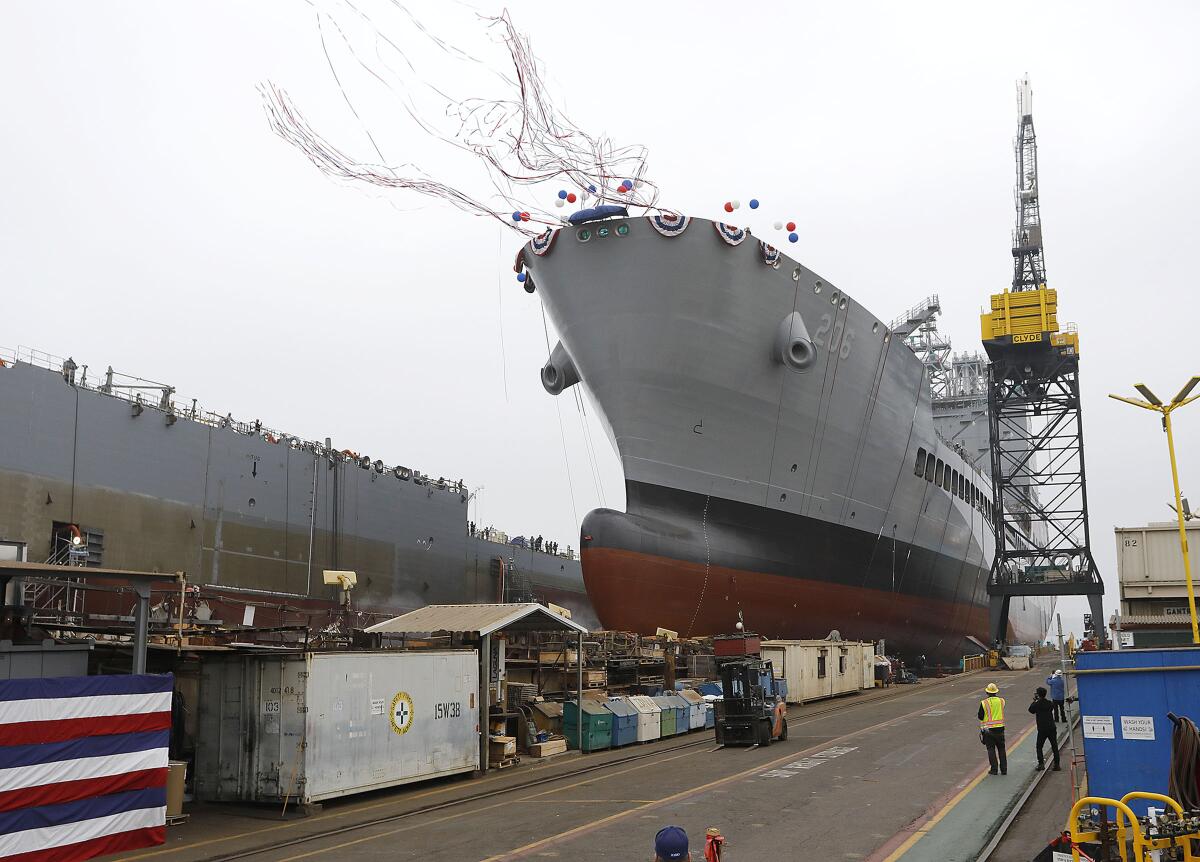 The USNS Harvey Milk was christened and launched Saturday morning at General Dynamics NASSCO.