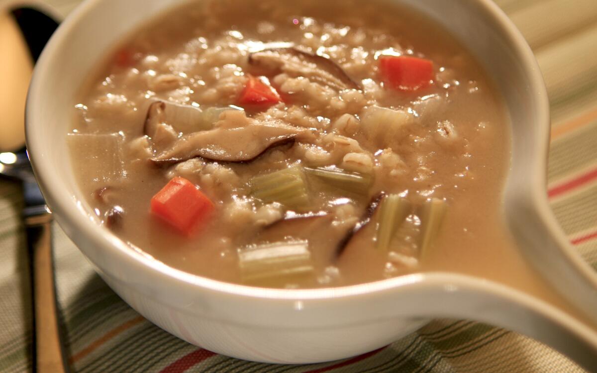 Junior's mushroom barley soup