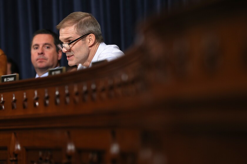 Rep. Jim Jordan during Wednesday's impeachment hearing