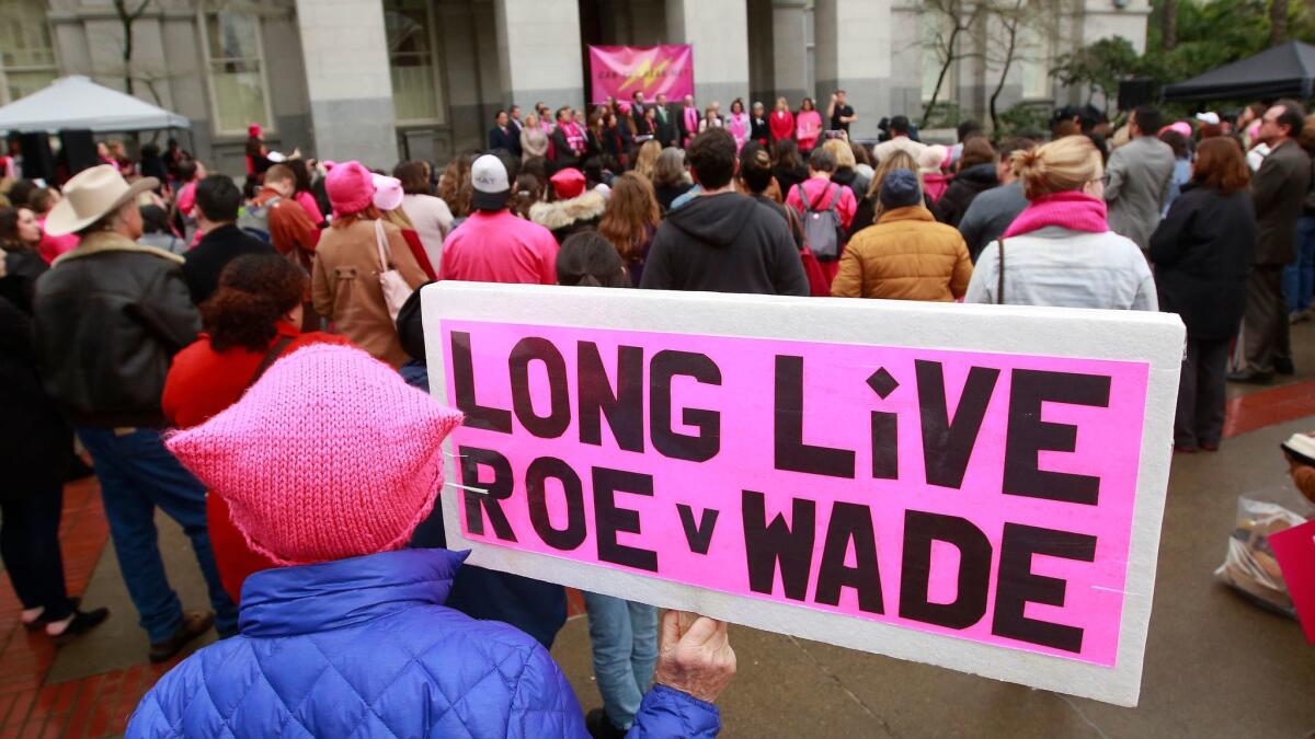 Abortion rights supports hold a rally in Sacramento on Jan. 22 celebrating the 45th anniversary of the Roe vs. Wade decision.