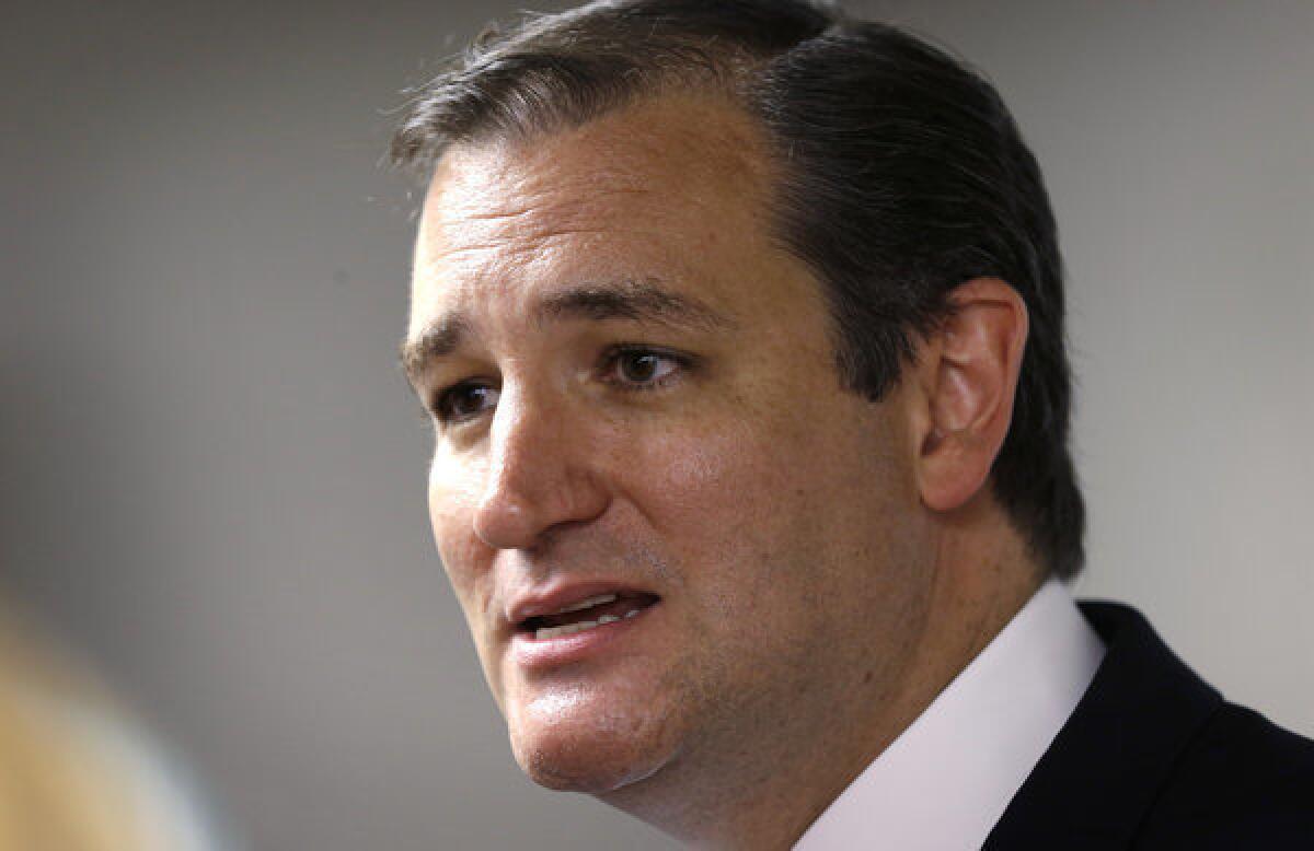 U.S. Sen. Ted Cruz (R-Texas) speaks to local residents during a fundraising picnic for the Iowa Republican Party in Des Moines, Iowa.