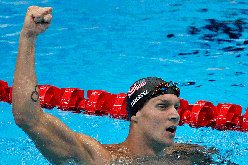 U.S. swimmer Caeleb Dressel finished with five gold medals at the Tokyo Olympics.