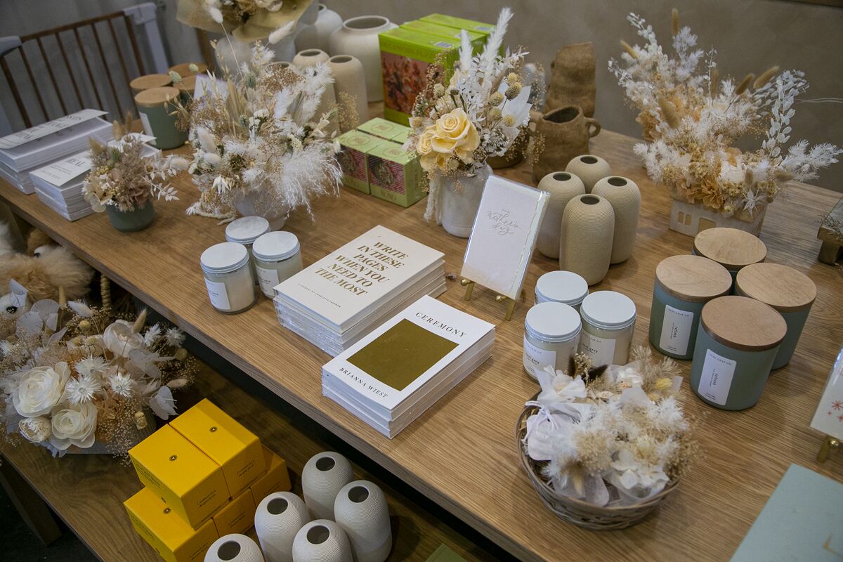 Dried flowers and other items for sale at Hadley & Ren at SOCO's OC Mix.