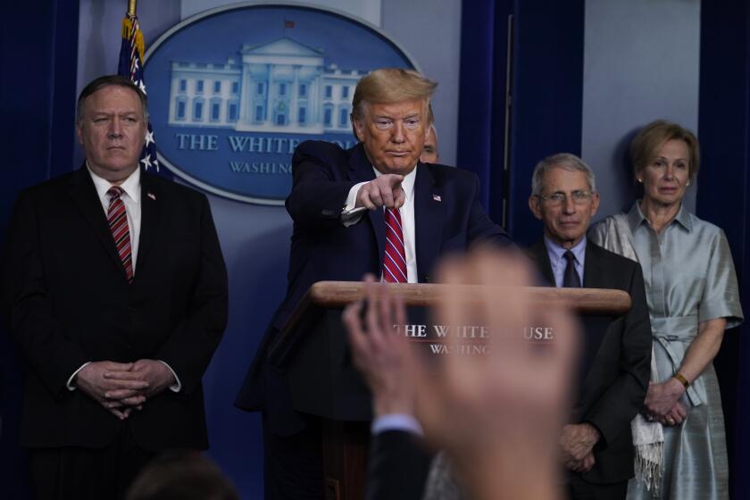 President Donald Trump takes questions during a coronavirus task force briefing at the White House, Friday, March 20, 2020, in Washington. (AP Photo/Evan Vucci)