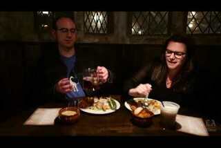 Sampling the grub at Three Broomsticks at the Wizarding World of Harry Potter