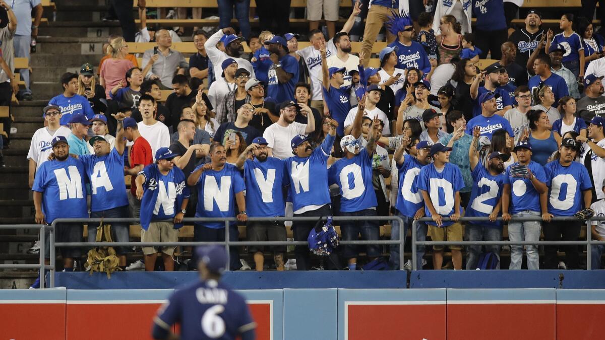 Dodgers fans spell out Mannywood 2.0 as Dodgers four-time all-star infielder Manny Machado makes his first appearance at Dodger Stadium since he was acquired in a July 18 trade with the Baltimore Orioles.