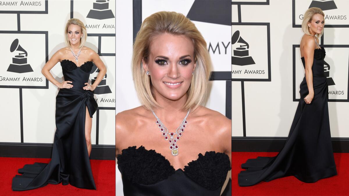 Carrie Underwood was one of the first to hit the Grammy Awards red carpet – and one of the first to make our best-dressed list thanks to her stunning Nicolas Jebran gown.
