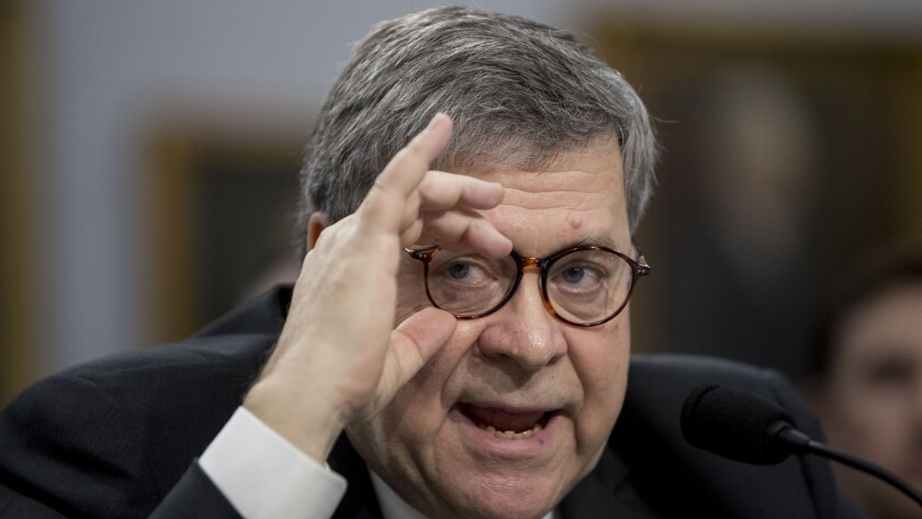 Atty. Gen. William Barr appeared before a House Appropriations subcommittee on April 9.