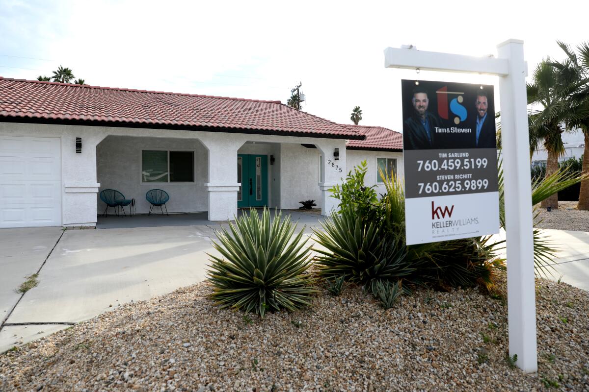 A home for sale is seen in Palm Springs on Jan. 19. 