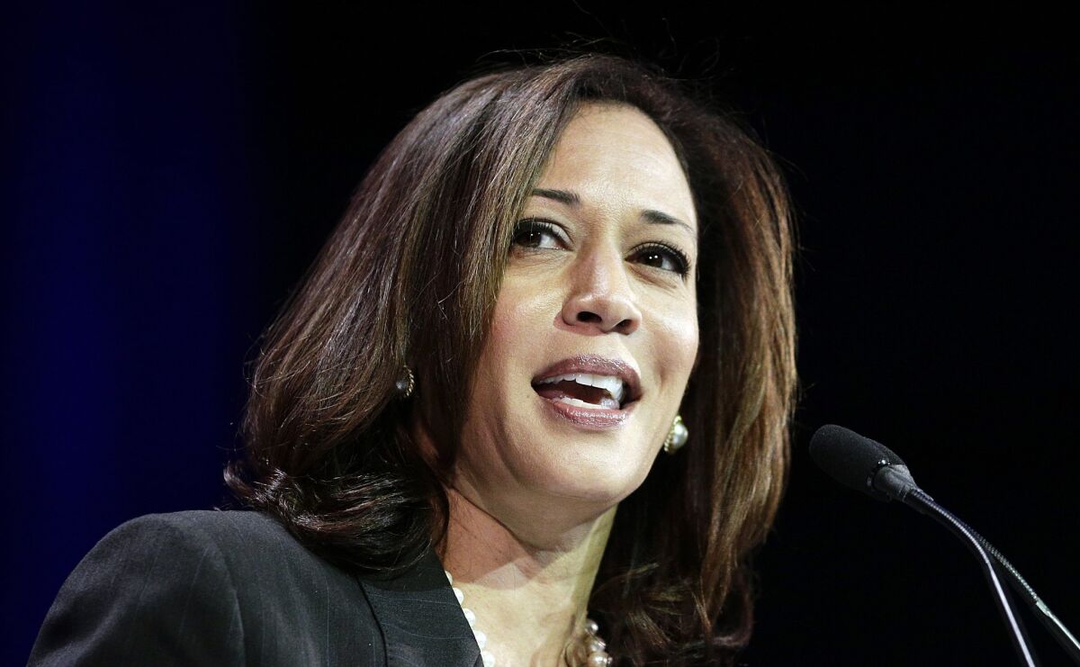 California Atty. Gen. Kamala Harris demurred Sunday when asked about a potential run for the U.S. Senate seat being vacated by Barbara Boxer, saying she was focused on her current job.