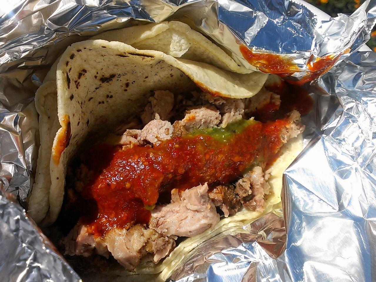 The melt-in-your-mouth carnitas taco from Carnitas el Momo.