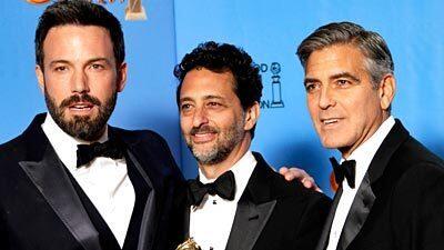 "Argo" actor-director Ben Affleck and producers Grant Heslov and George Clooney. "Argo" won for best dramatic picture.