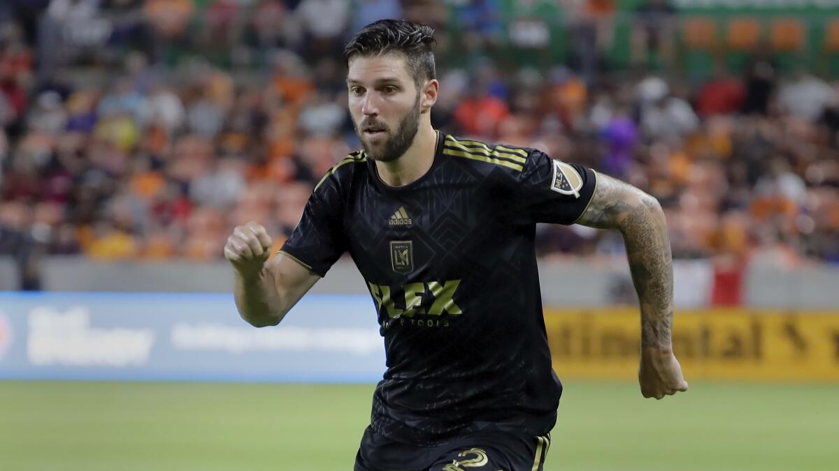 Los Angeles FC midfielder Ryan Hollingshead during the first half.