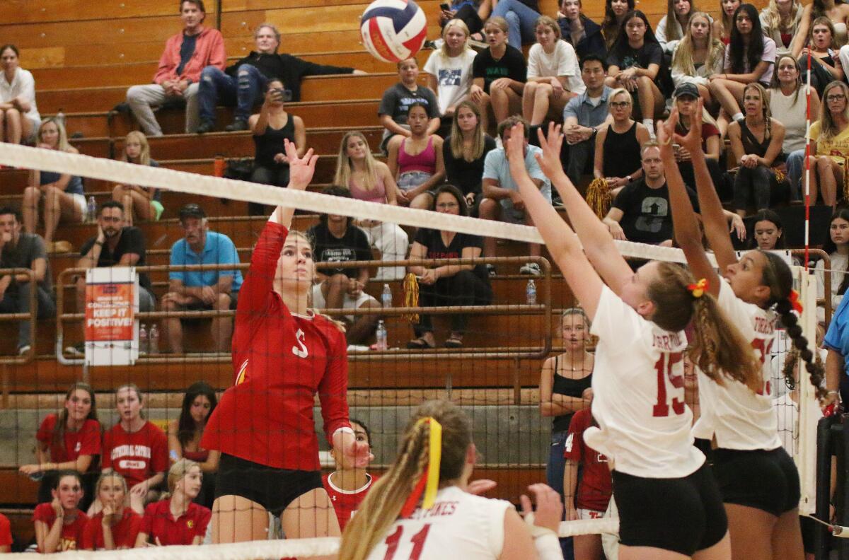 Cathedral Catholic middle blocker Jenna Hanes had 29 kills in the Dons' win over Torrey Pines.