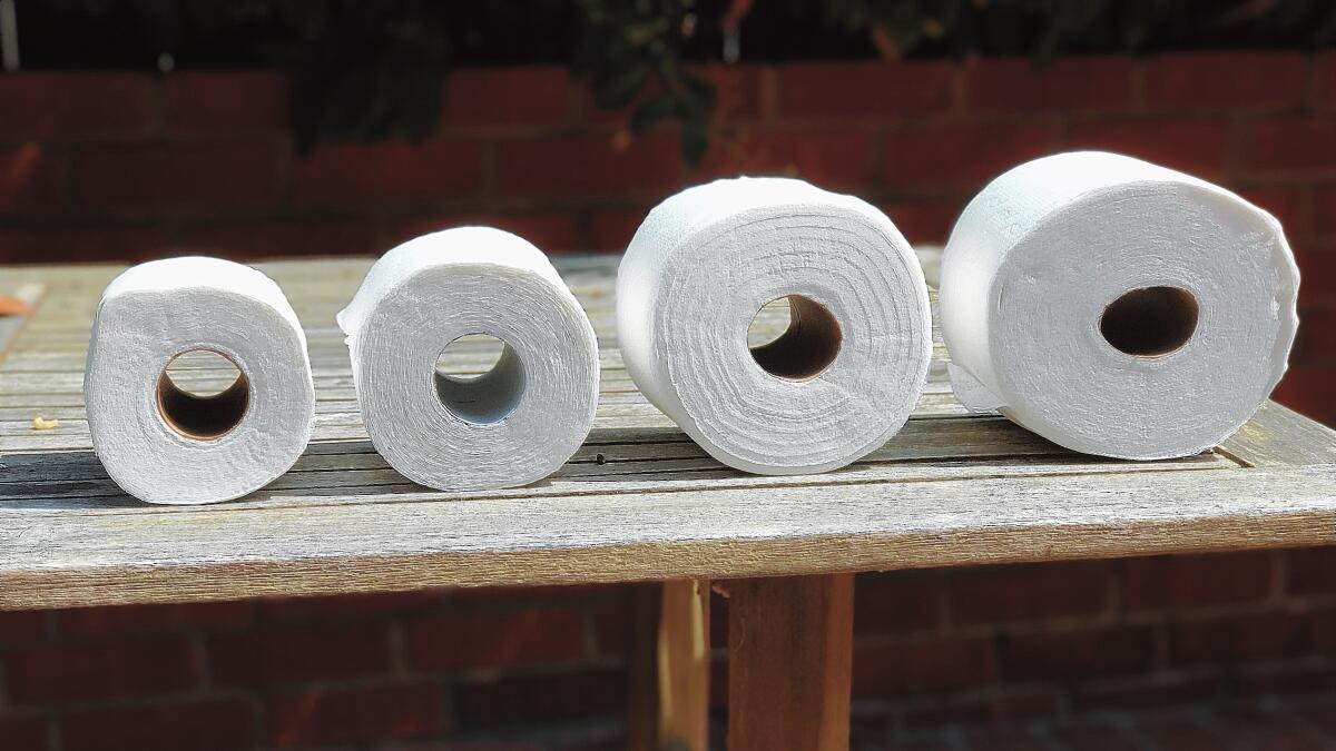 Artistic photo of toilet paper rolls