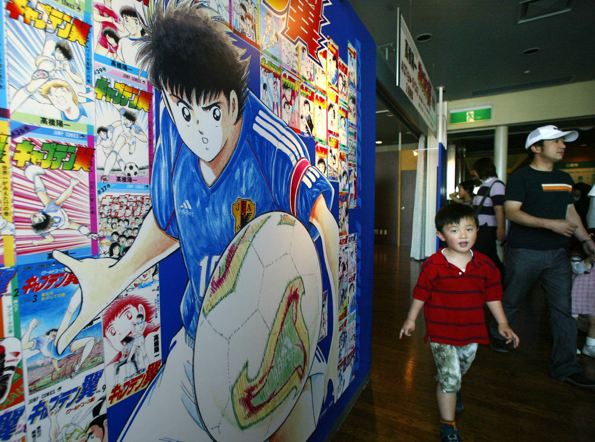 Tsubasa Ohzora is displayed at a comic exhibition in Tokyo in 2002.