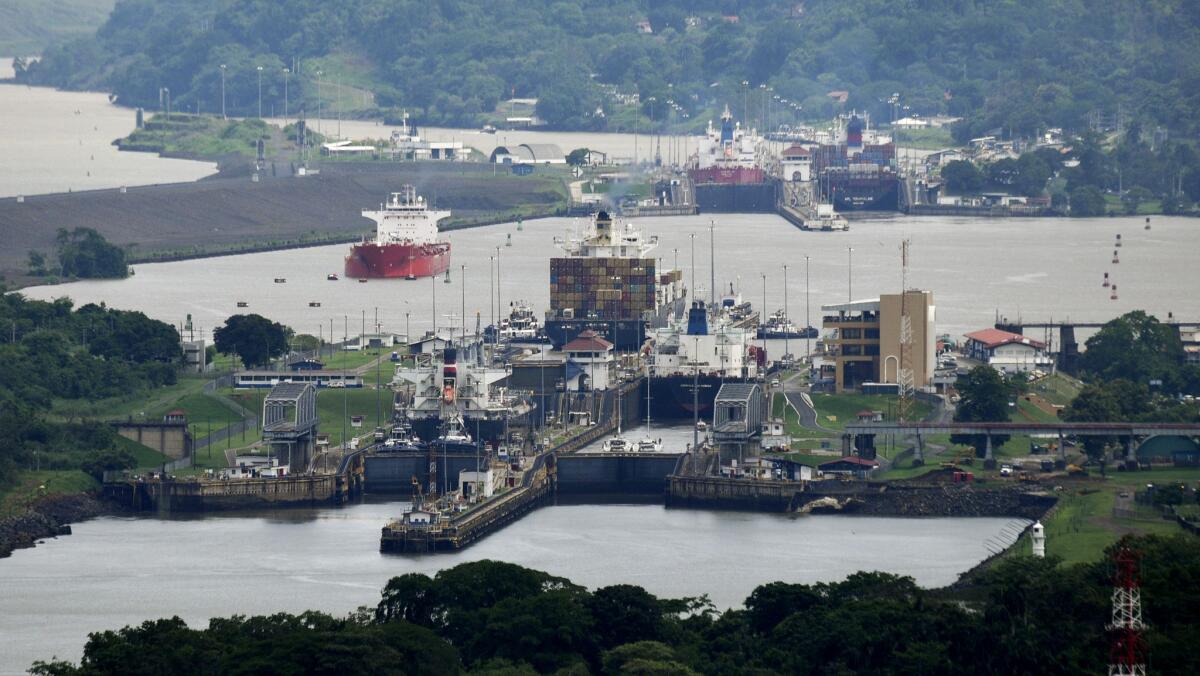 The Miraflores locks in the Panama Canal. The canal's expansion project will be inaugurated Sunday.