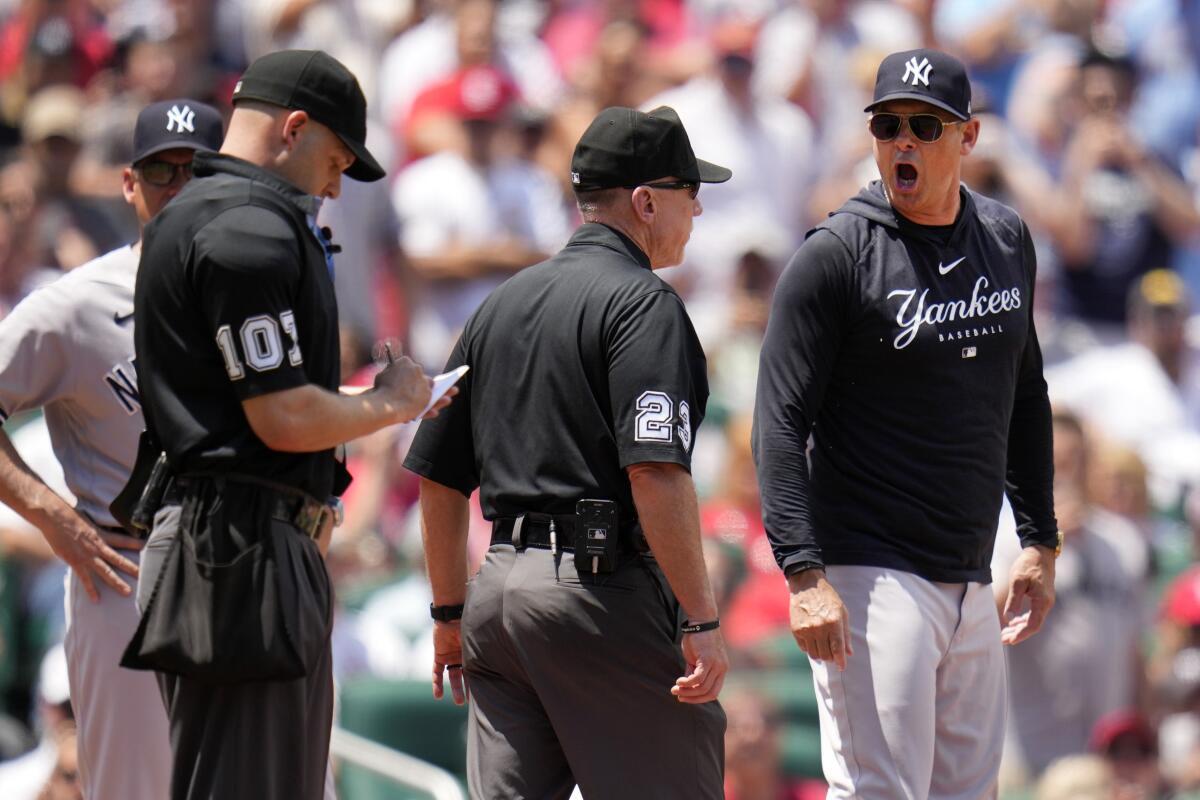 Yankees manager Aaron Boone ejected for 5th time this season - The San  Diego Union-Tribune
