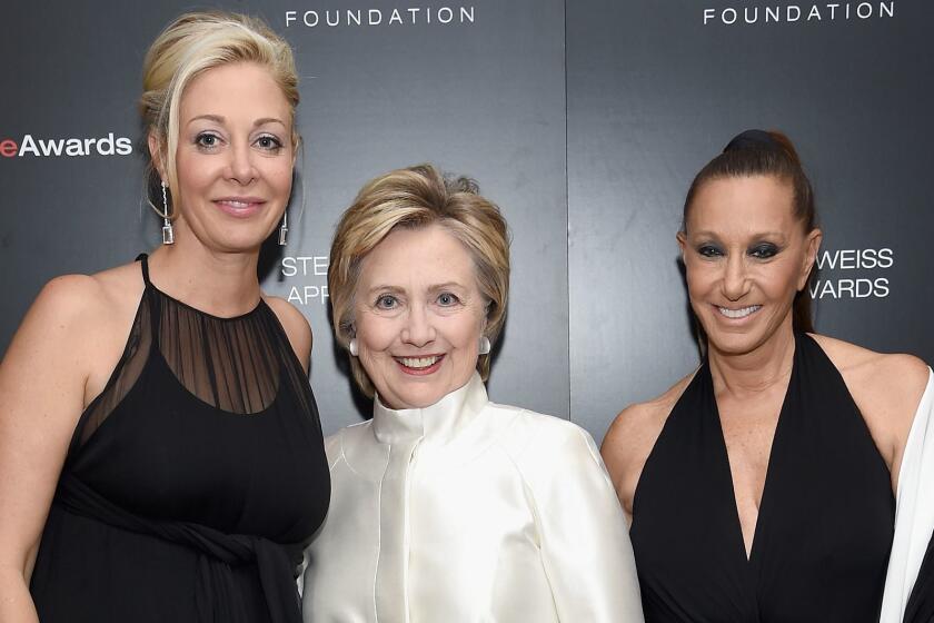 NEW YORK, NY - JUNE 07: Nadja Swarovski, Hillary Rodham Clinton and Donna Karen attend the 2017 Stephan Weiss Apple Awards on June 7, 2017 in New York City. (Photo by Dimitrios Kambouris/Getty Images for Urban Zen Foundation)