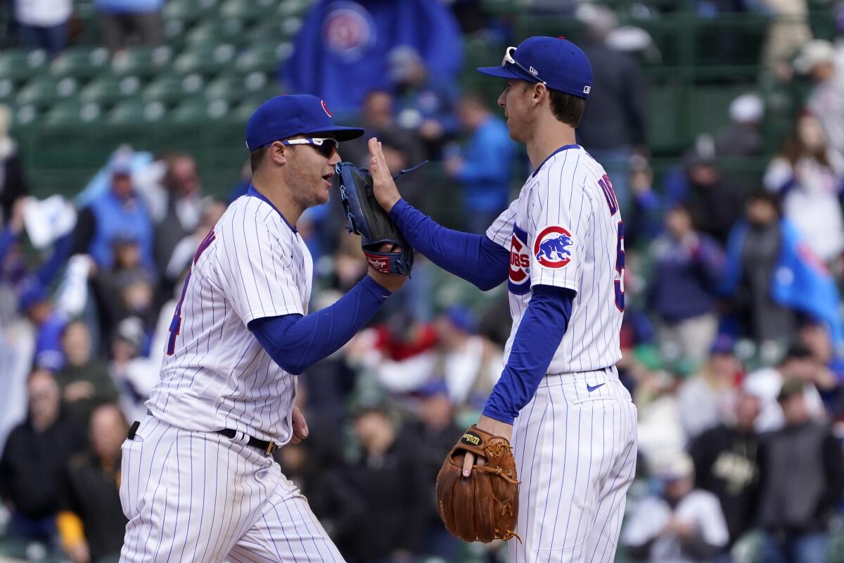 Davies, Pederson lead Cubs over Pirates 3-2, 4th win in row - The
