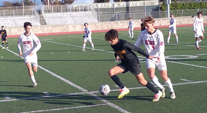 Torrey Pines junior Alexander Bejar controls the ball 