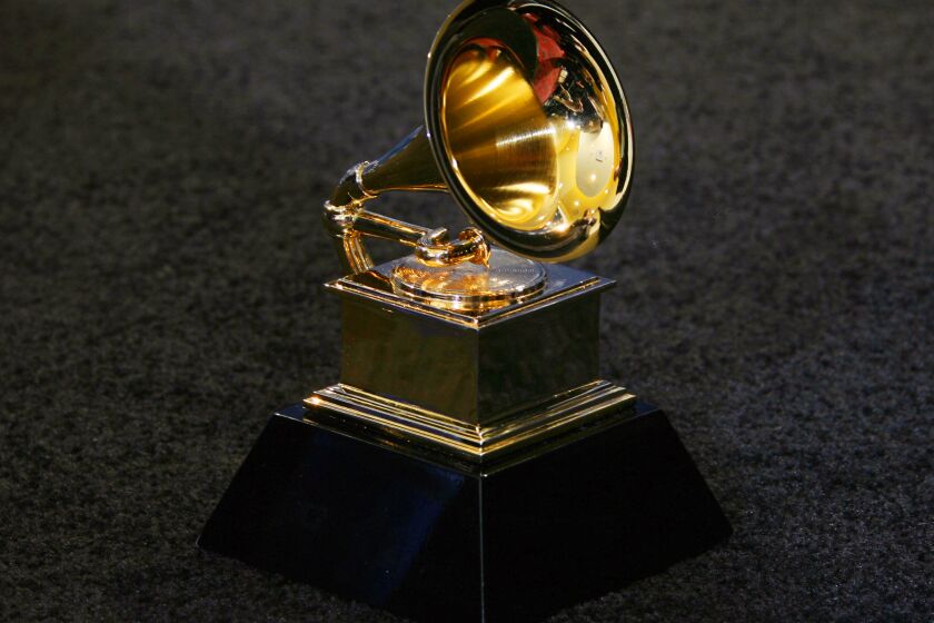 Los Angeles, UNITED STATES: The trophy of the Grammy Awards in Los Angeles 11 February 2007. AFP PHOTO/Gabriel BOUYS (Photo credit should read GABRIEL BOUYS/AFP via Getty Images)