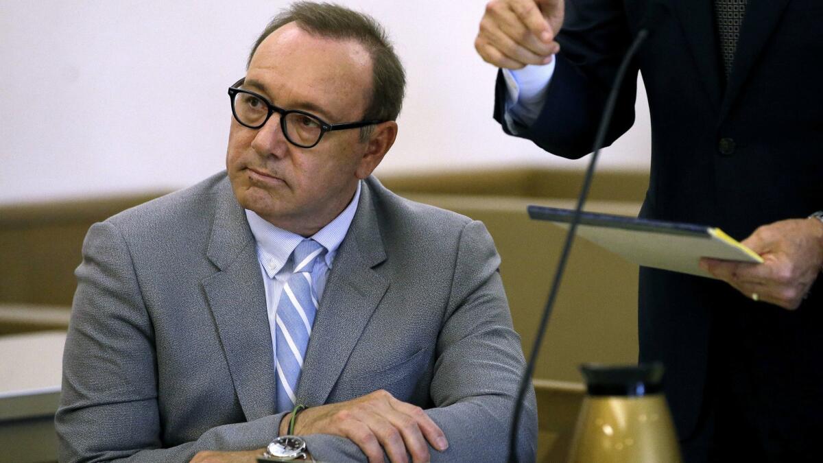 Kevin Spacey attends a pretrial hearing at district court in Nantucket, Mass., on June 3.