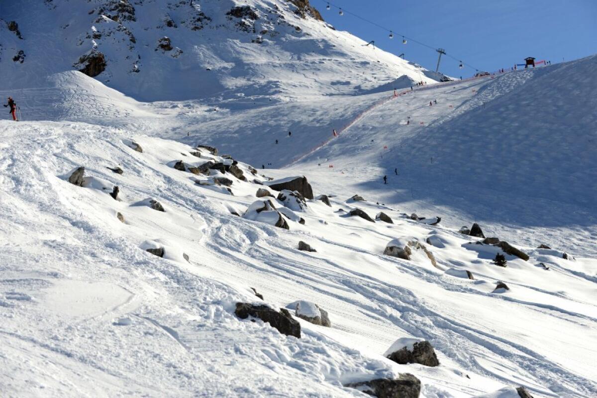 A photo of the off-piste spot where seven-time Formula One world champion Michael Schumacher is believed to have fallen on Dec. 29.