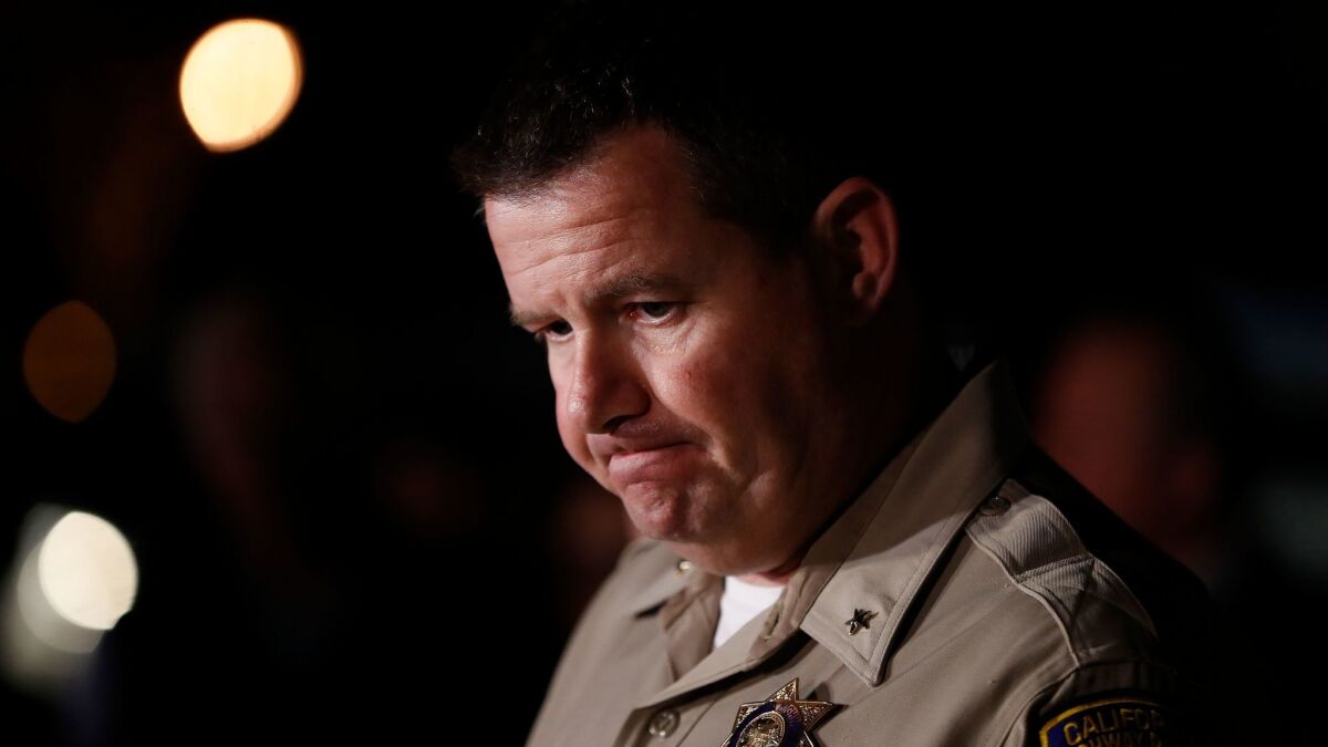 Chris Childs, assistant chief of the CHP’s Golden Gate Division, speaks at a news conference after the standoff.
