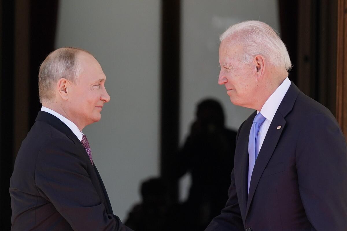 President Biden and Russian President Vladimir Putin meet in Geneva, Switzerland, in 2021.