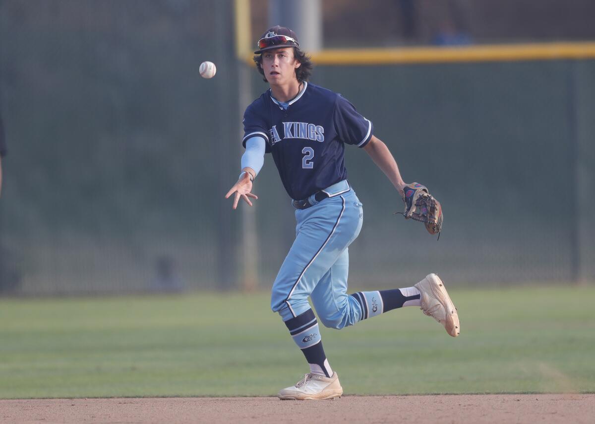 South All-Star Matt DeCrona of Corona del Mar flips the ball to second base to start a double play.