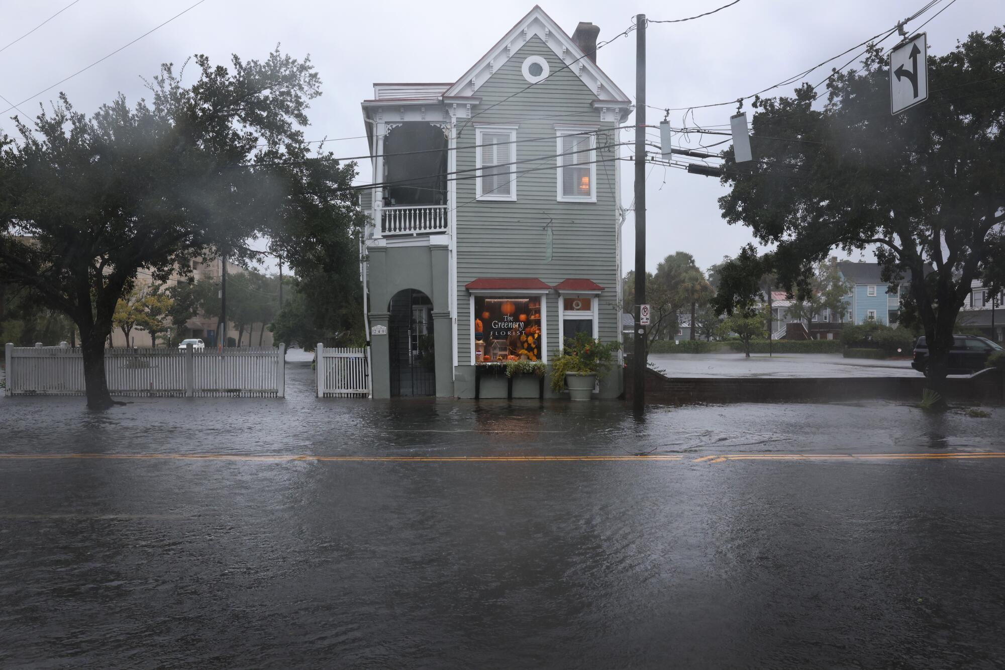 A flooded street Friday in Charleston.