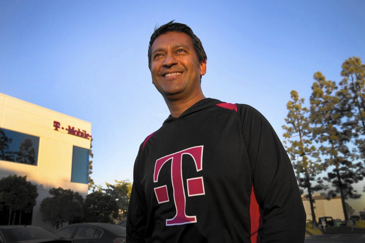 Sam Sindha, senior vice president of the Southwest region for T-Mobile, at his office in Redondo Beach.