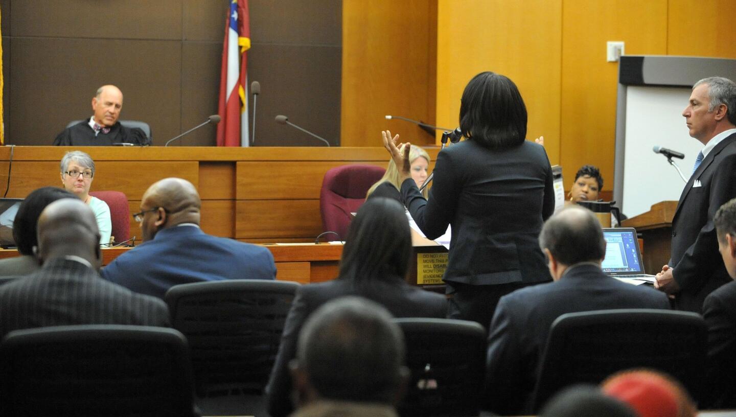 Former Atlanta school Principal Dana Evans asks for leniency during sentencing of 10 of the 11 defendants convicted of racketeering and other charges in the Atlanta schools test-cheating trial.