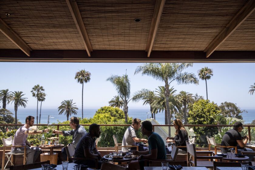 SANTA MONICA, CALIF. -- WEDNESDAY, JULY 24, 2019: Ocean views at Elephante restaurant in Santa Monica, Calif., on July 24, 2019. (Brian van der Brug / Los Angeles Times)